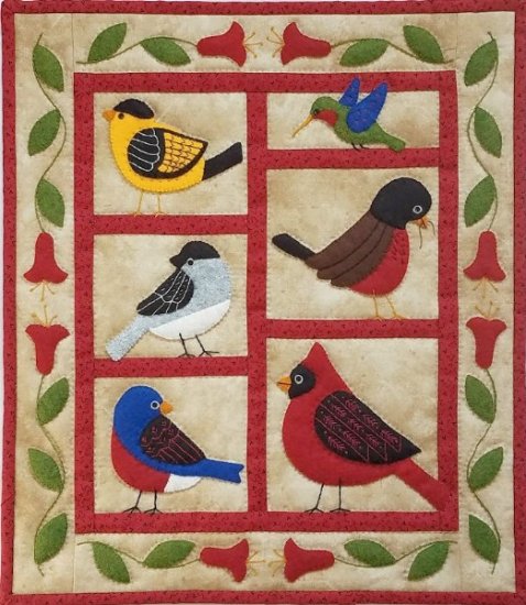 BACKYARD BIRDS WOOL & COTTON WALL QUILT RACHEL\\\'S OF GREENFIELD