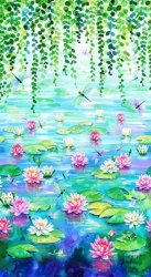 WADING WITH WATER LILIES FROM HOFFMAN FABRICS