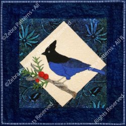 ZEBRA PATTERN BIRDS 2 COLLECTION BLUE STELLAR JAY