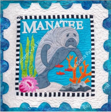 MANATEE APPLIQUE STAMP FROM ZEBRA PATTERNS