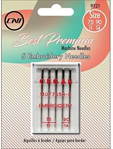 ORGAN Best Premium Machine Needles EMBROIDERY Assortment 5 Piece