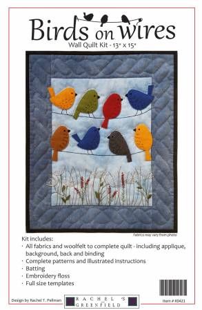 BIRDS ON WIRES WOOL & COTTON WALL QUILT RACHEL\\\'S OF GREENFIELD