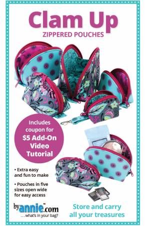 CLAM UP ZIPPERED POUCHES FROM BY ANNIE